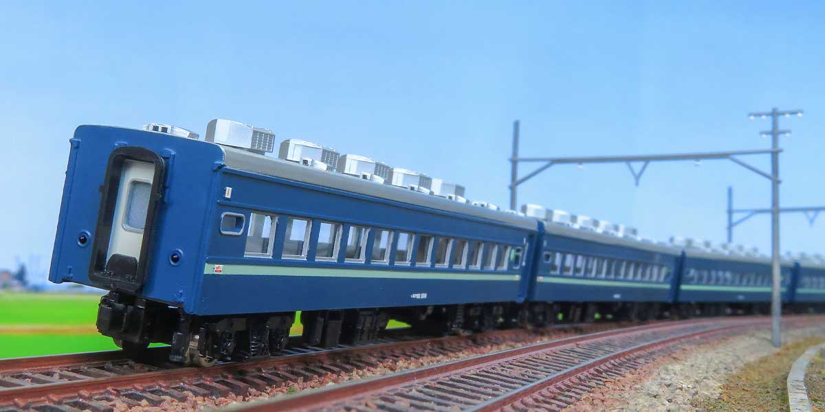 ＜19510＞着色済み スロ62系（青色・淡緑帯付き）6両編成セット